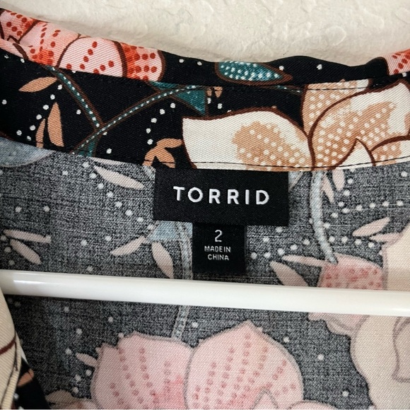 Torrid Floral Midi Challis Shirt Dress in Black - Picture 14 of 15